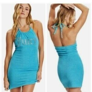 Juicy Couture Blue Crush Rhinestone Terry Cloth Halter Dress